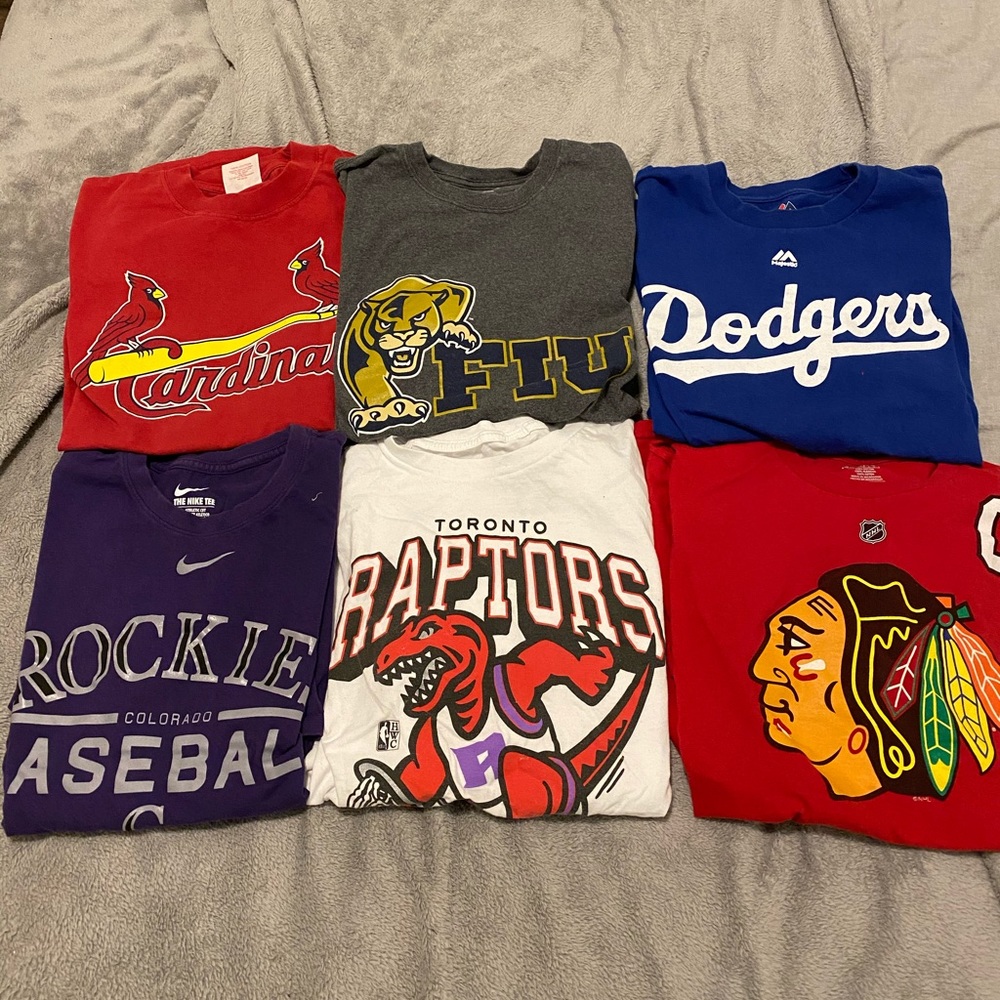 Lot of NHL MLB NBA and COLLEGE tshirts